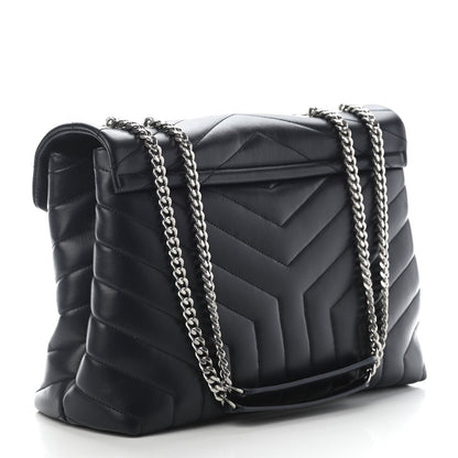 Saint Laurent Calfskin Y Quilted Monogram Medium Loulou Chain Satchel Medium Blue 3 of 8