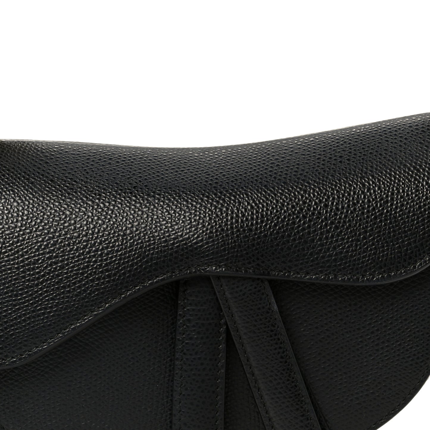 Grained Calfskin Mini Saddle Bag Black
