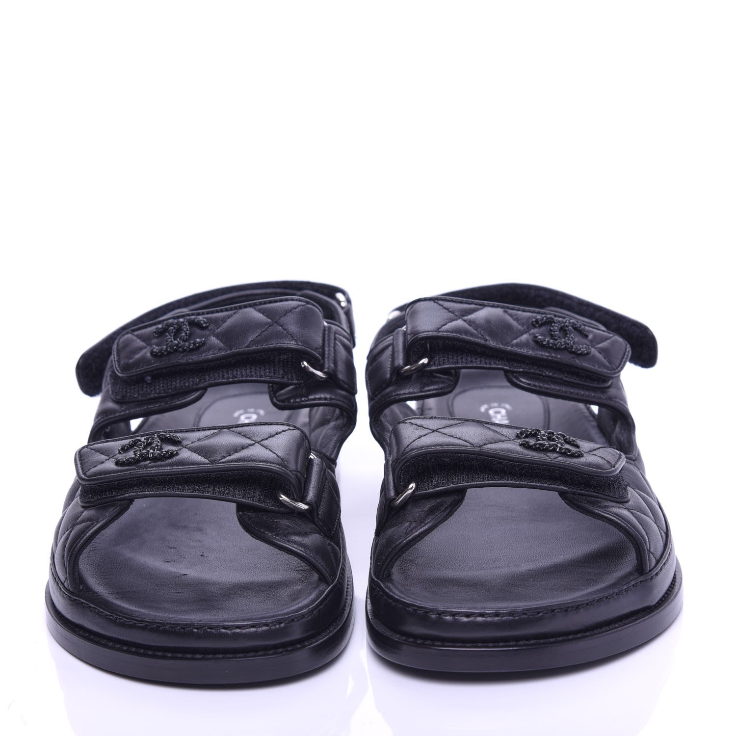Chanel Lambskin Velcro Dad Sandals 40.5 Black 5 of 10