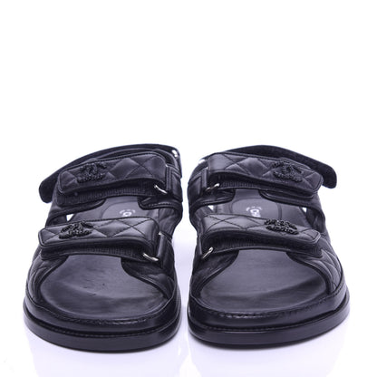 Chanel Lambskin Velcro Dad Sandals 40.5 Black 5 of 10