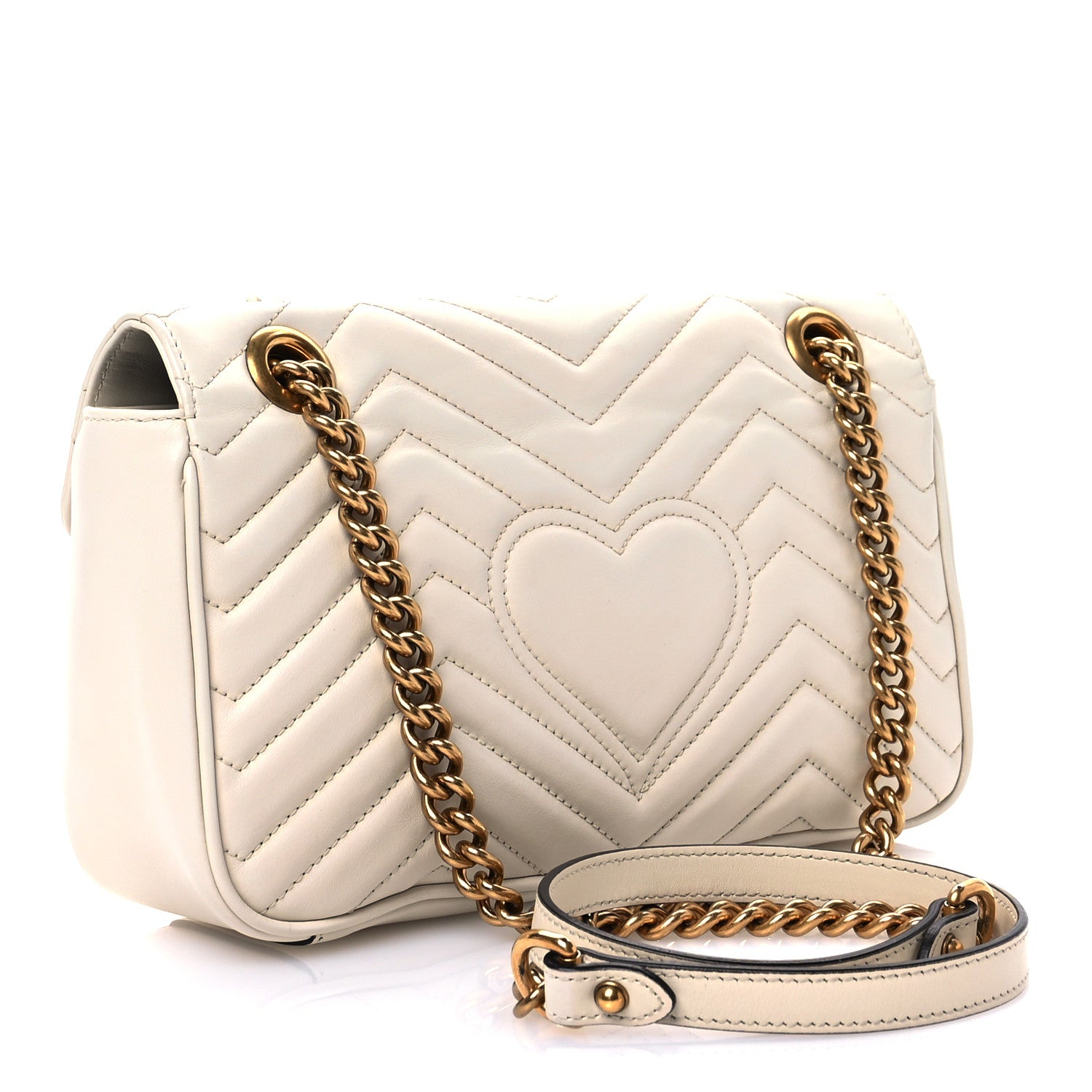 Gucci Calfskin Matelasse Small GG Marmont Shoulder Bag White 3 of 10