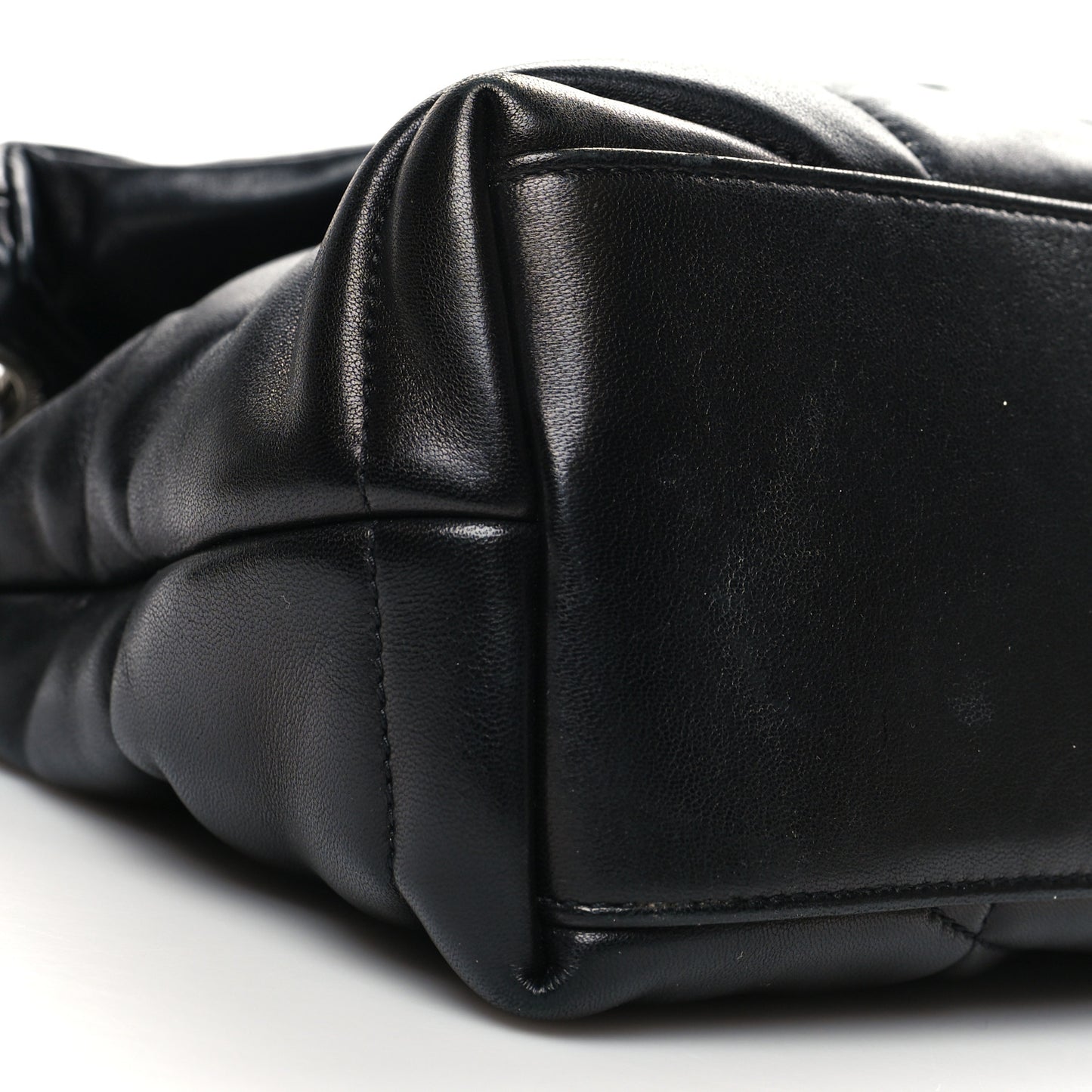 Lambskin Quilted Small Loulou Puffer Monogram Chain Satchel Black