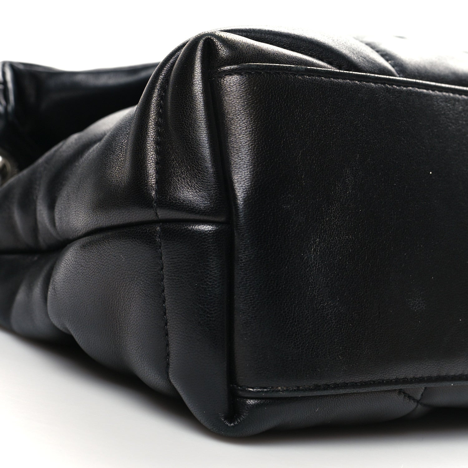 Saint Laurent Lambskin Quilted Small Loulou Puffer Monogram Chain Satchel Black 9 of 11