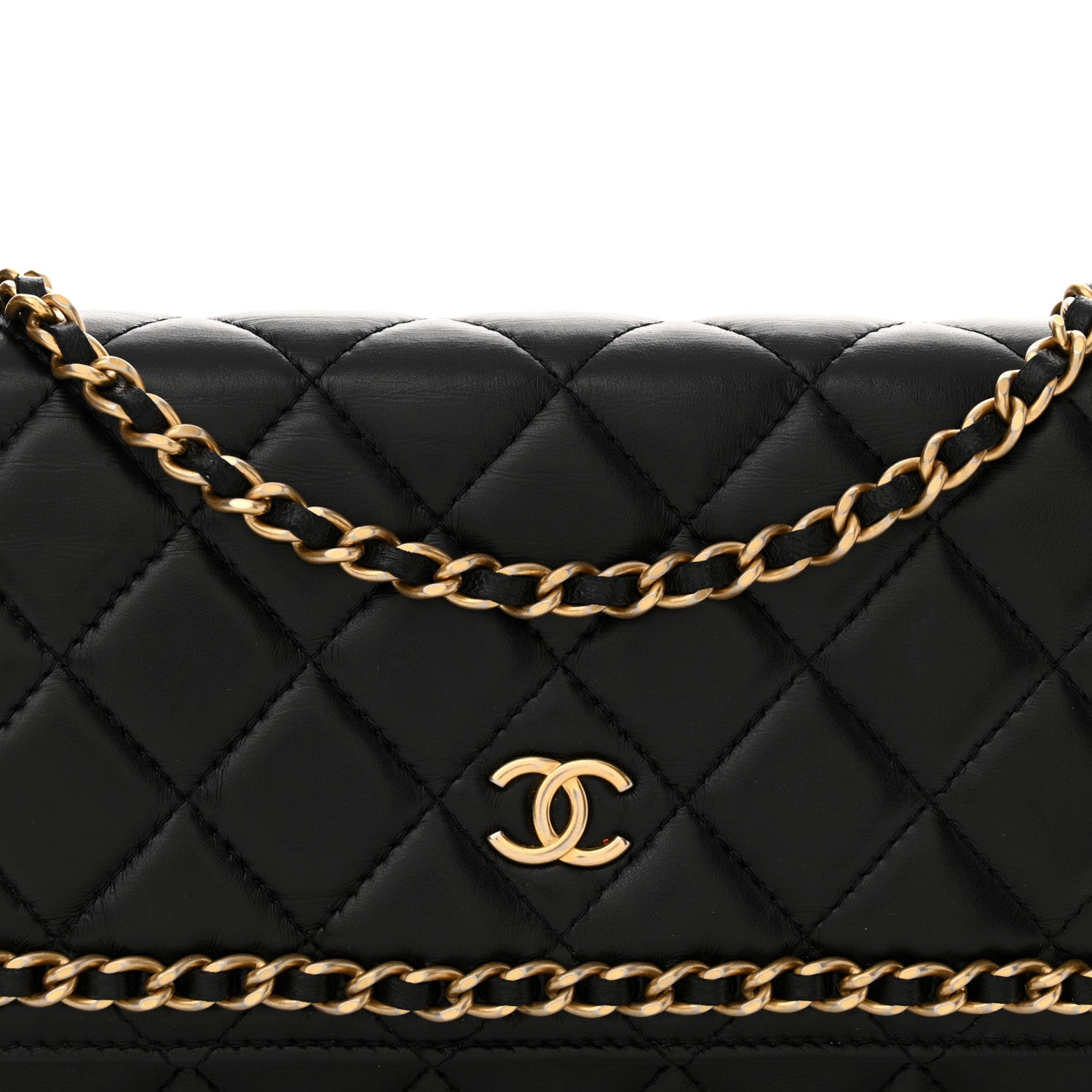 Chanel Lambskin Quilted Chain Around Wallet On Chain WOC Black 9 of 13