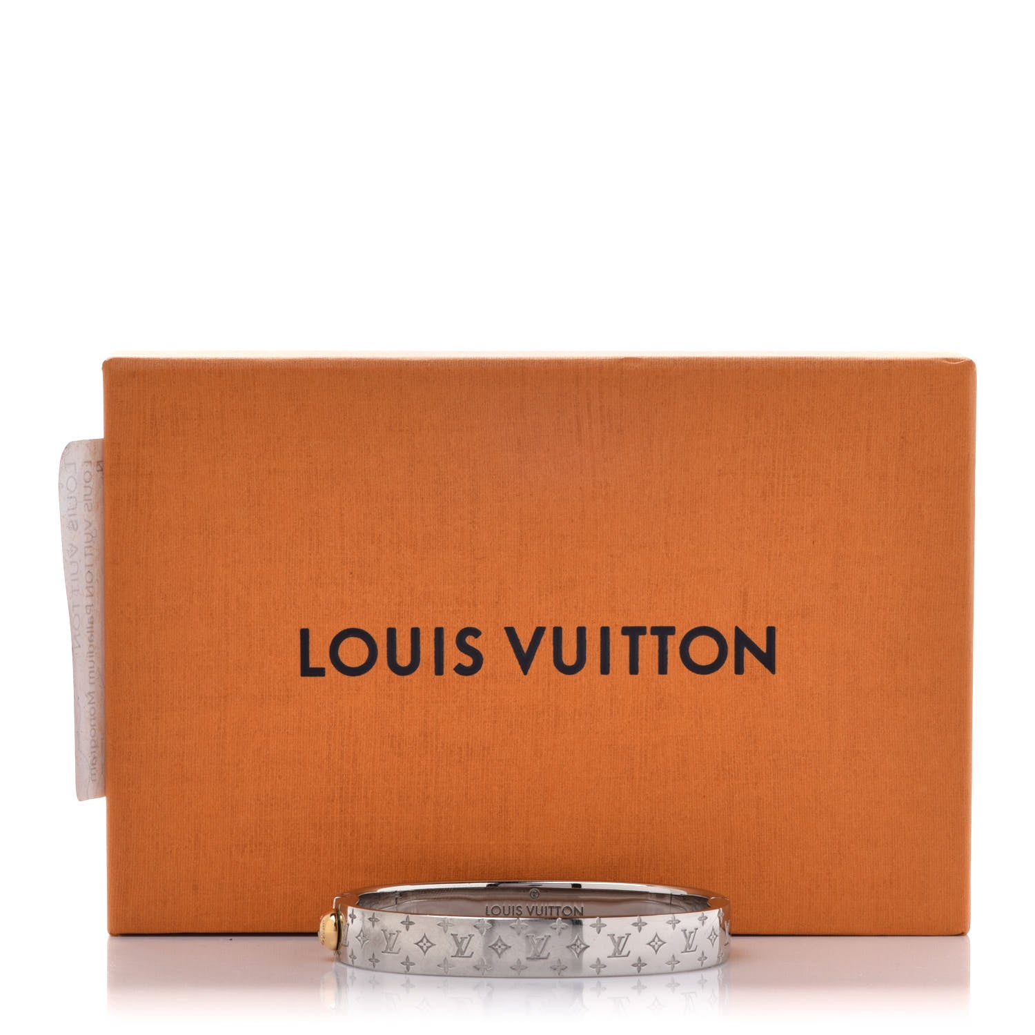 Louis Vuitton Brass Palladium Plated Nanogram Cuff S Silver 8 of 8
