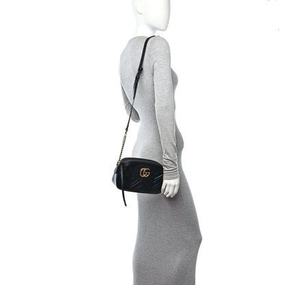 Gucci Calfskin Matelasse Small GG Marmont Chain Shoulder Bag Black 2 of 11