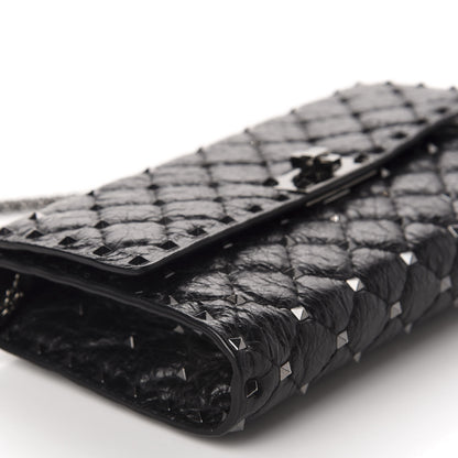Valentino Garavani Craquele Nappa Rockstud Spike Wallet on Chain Black 6 of 10