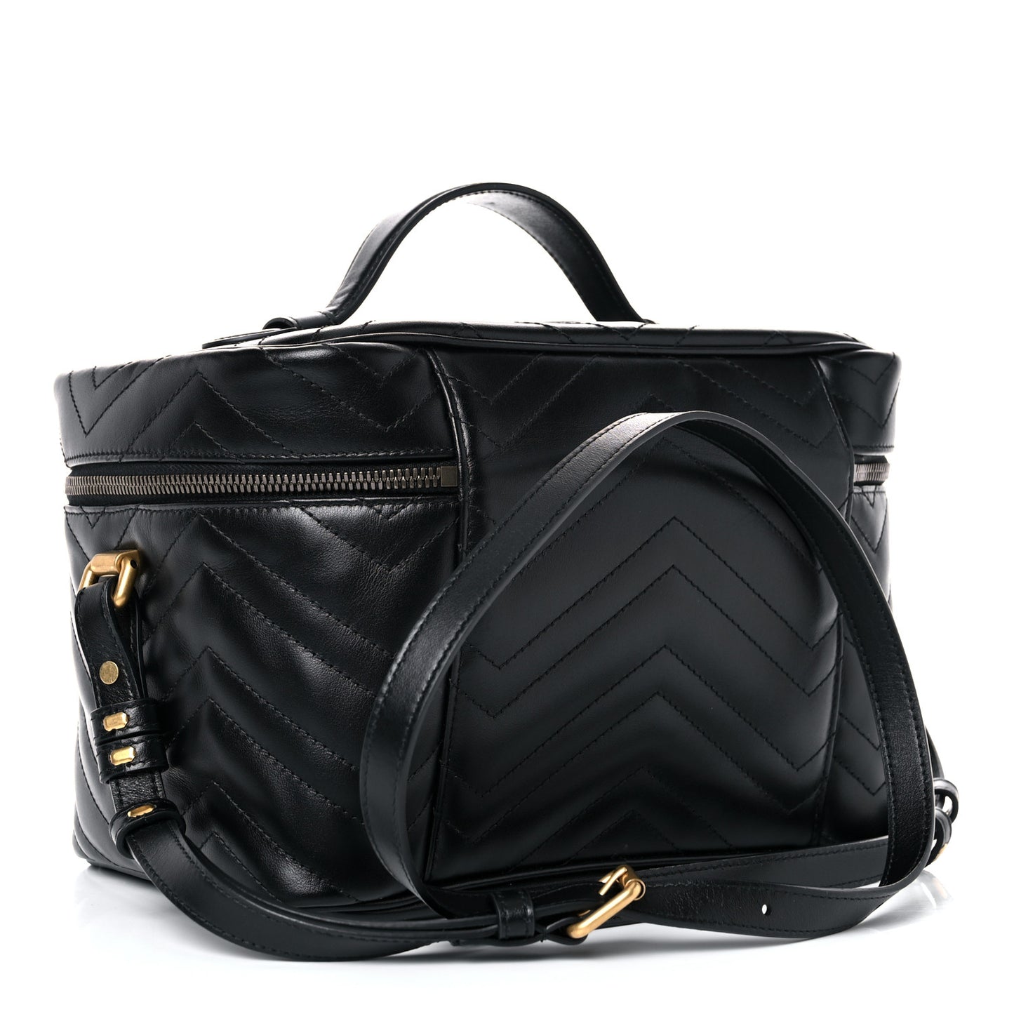 Calfskin Matelasse Large GG Marmont Vanity Cosmetic Case Black