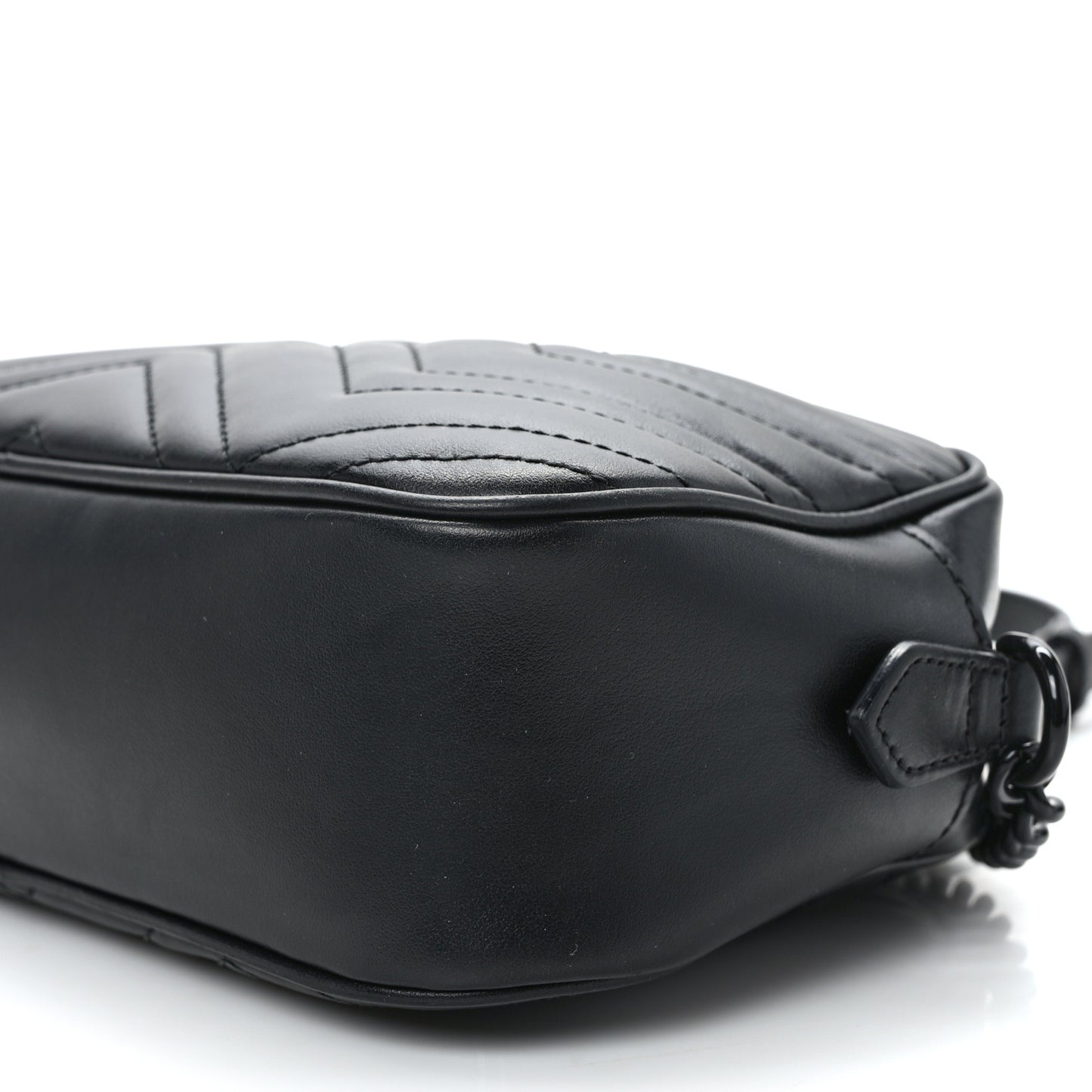 Calfskin Matelasse Monochrome Small GG Marmont Chain Shoulder Bag Black