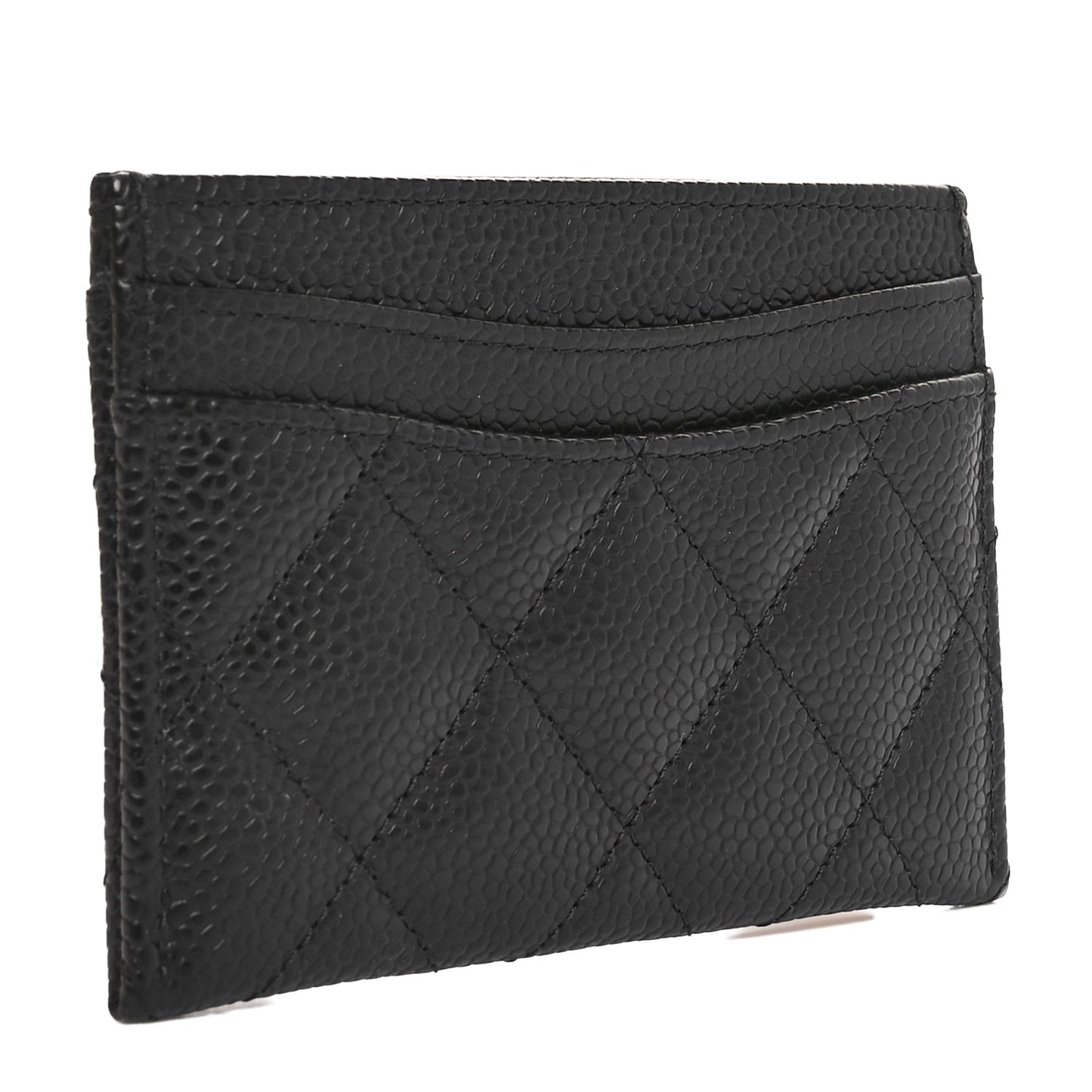Caviar Quilted Card Holder Black