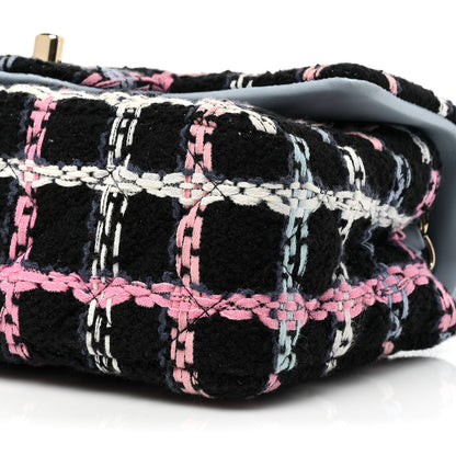 Chanel Tweed Quilted Mini Rectangular Flap Black Pink Blue Ecru 8 of 8