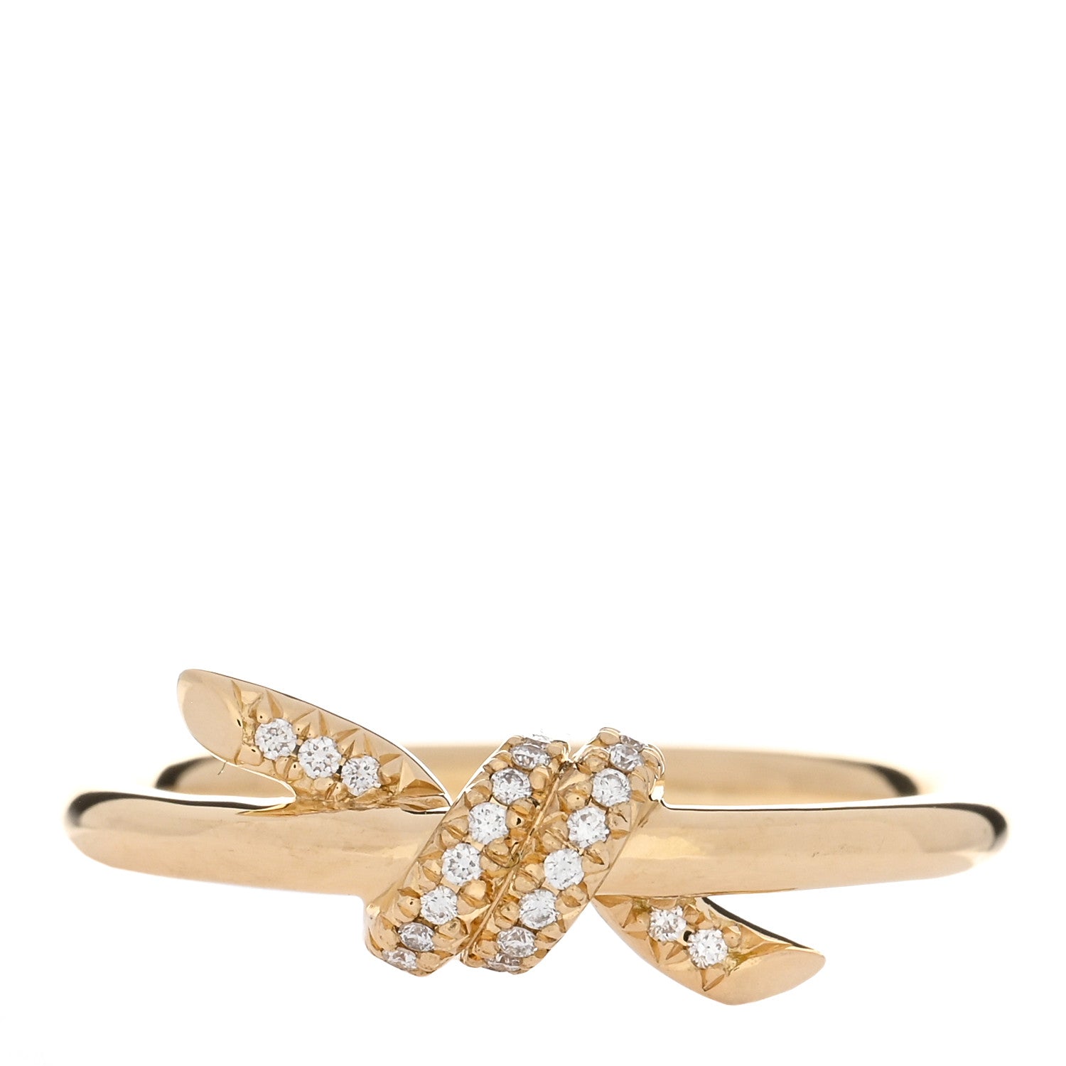 Tiffany 18K Yellow Gold Diamond Small Knot Ring 52 6 1 of 5