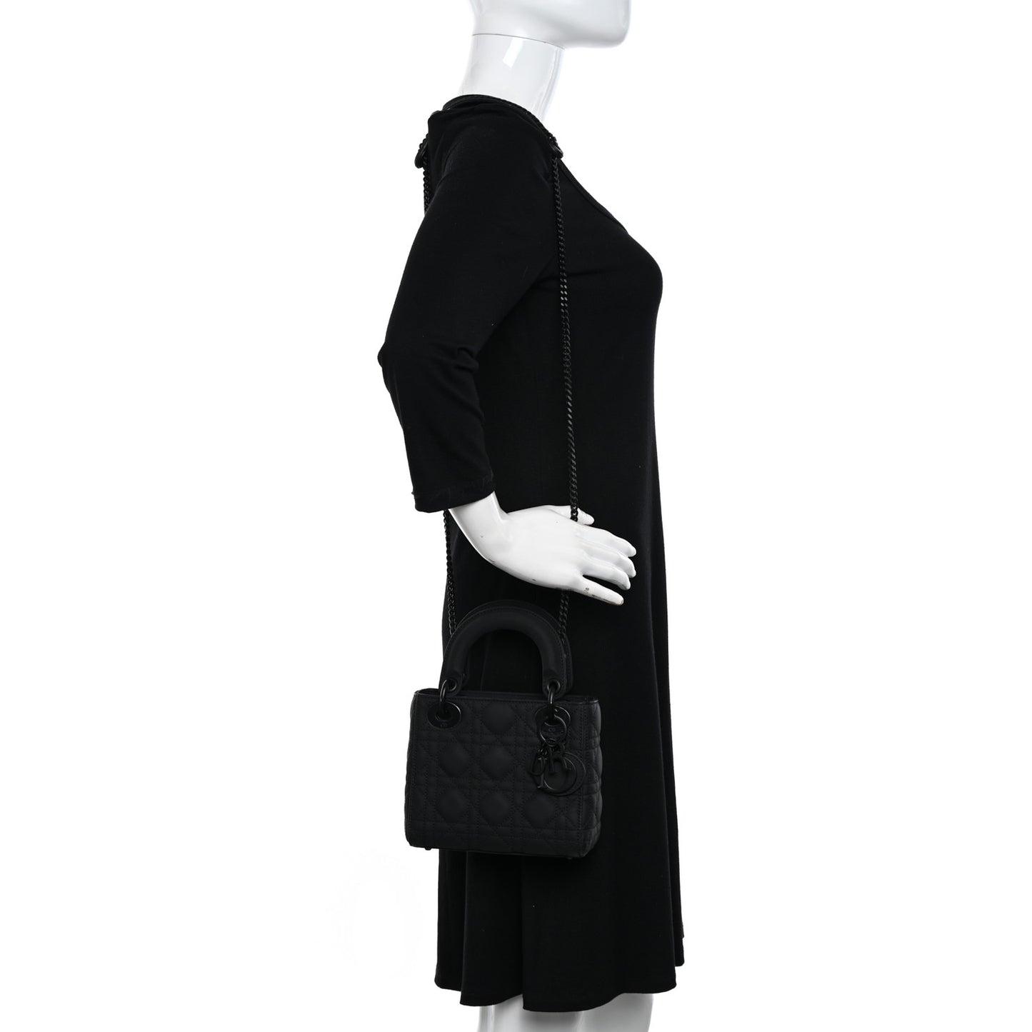 Ultra Matte Calfskin Cannage Mini Lady Dior Black