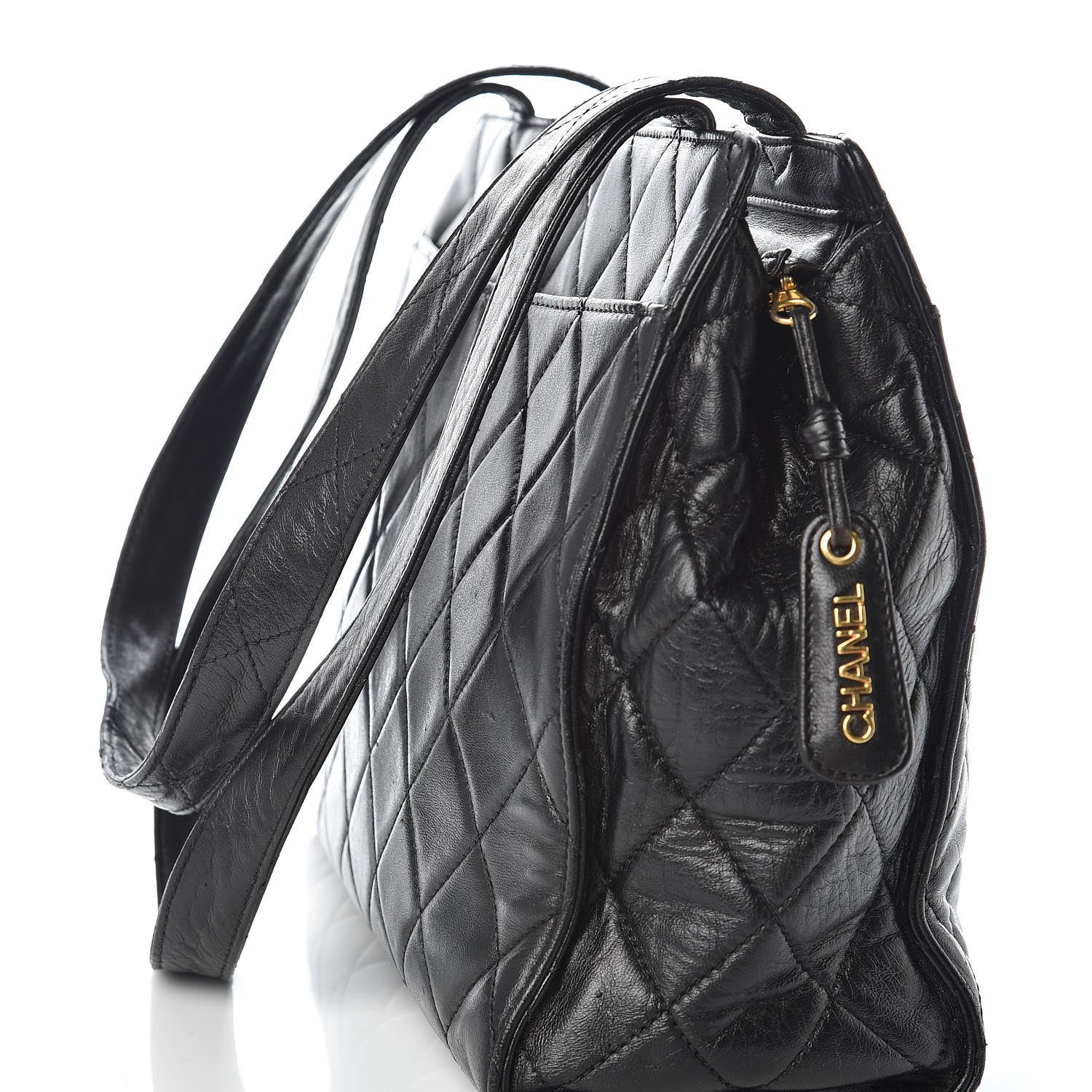 Chanel Lambskin Quilted CC Shopping Tote Black 12 of 16