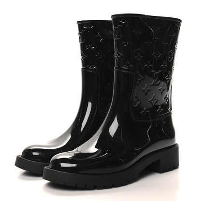Louis Vuitton Rubber Embossed Monogram Splash Rain Short Boots 38 Black 3 of 7