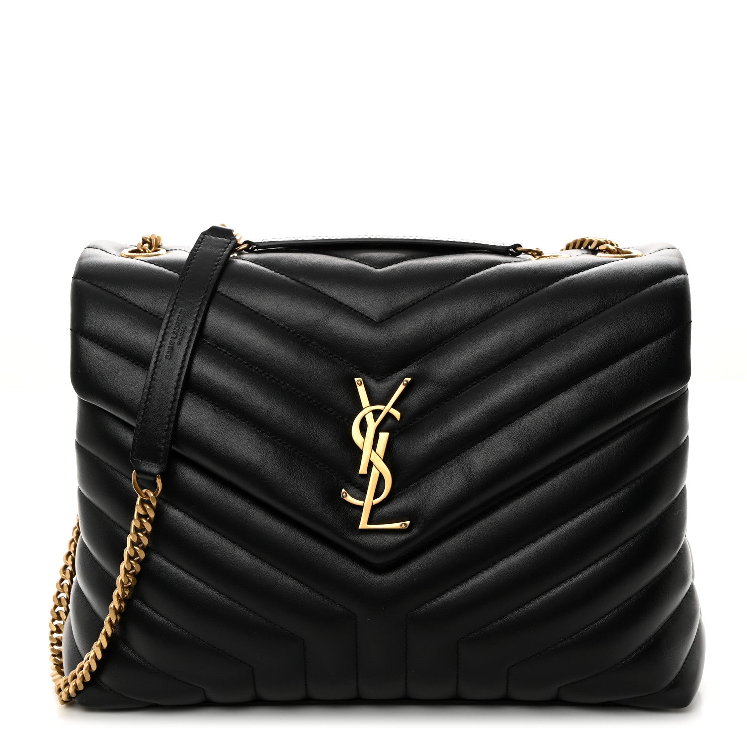 Saint Laurent Calfskin Y Quilted Monogram Medium Loulou Chain Satchel Black 1 of 11