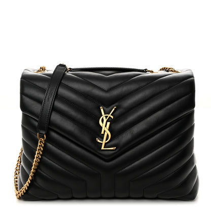 Saint Laurent Calfskin Y Quilted Monogram Medium Loulou Chain Satchel Black 1 of 11
