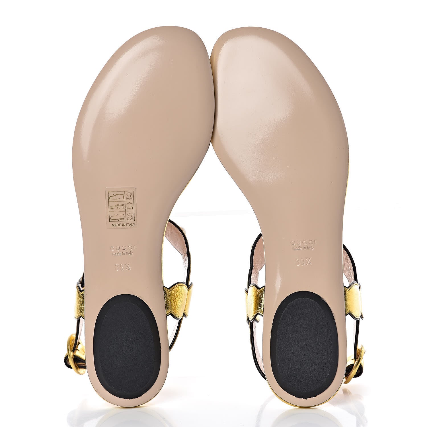 Gucci Metallic Nappa Willow Pearl Thong Sandals 39.5 Gold 5 of 9