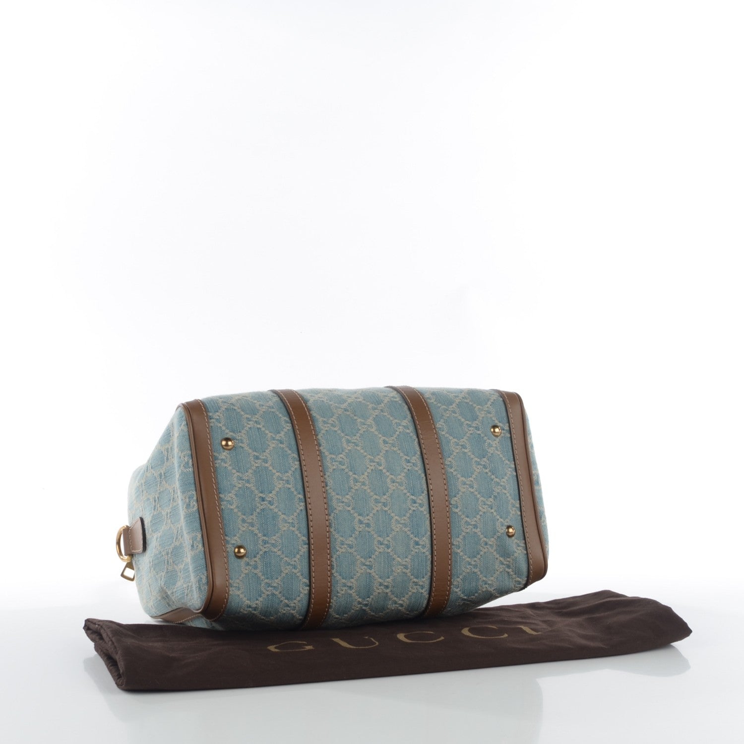 Gucci Denim GG Monogragm Vintage Web Boston Bag Blue 4 of 8