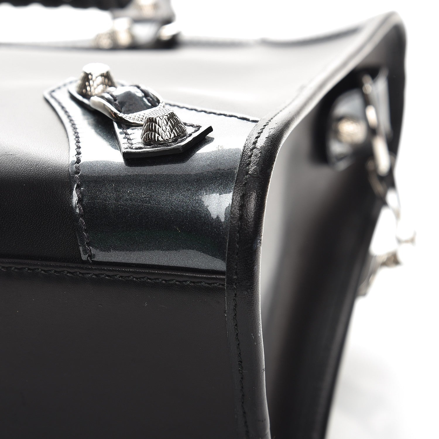 Balenciaga Smooth Calfskin Metallic Patent Giant 12 Silver Hardware City Black Gris 11 of 11