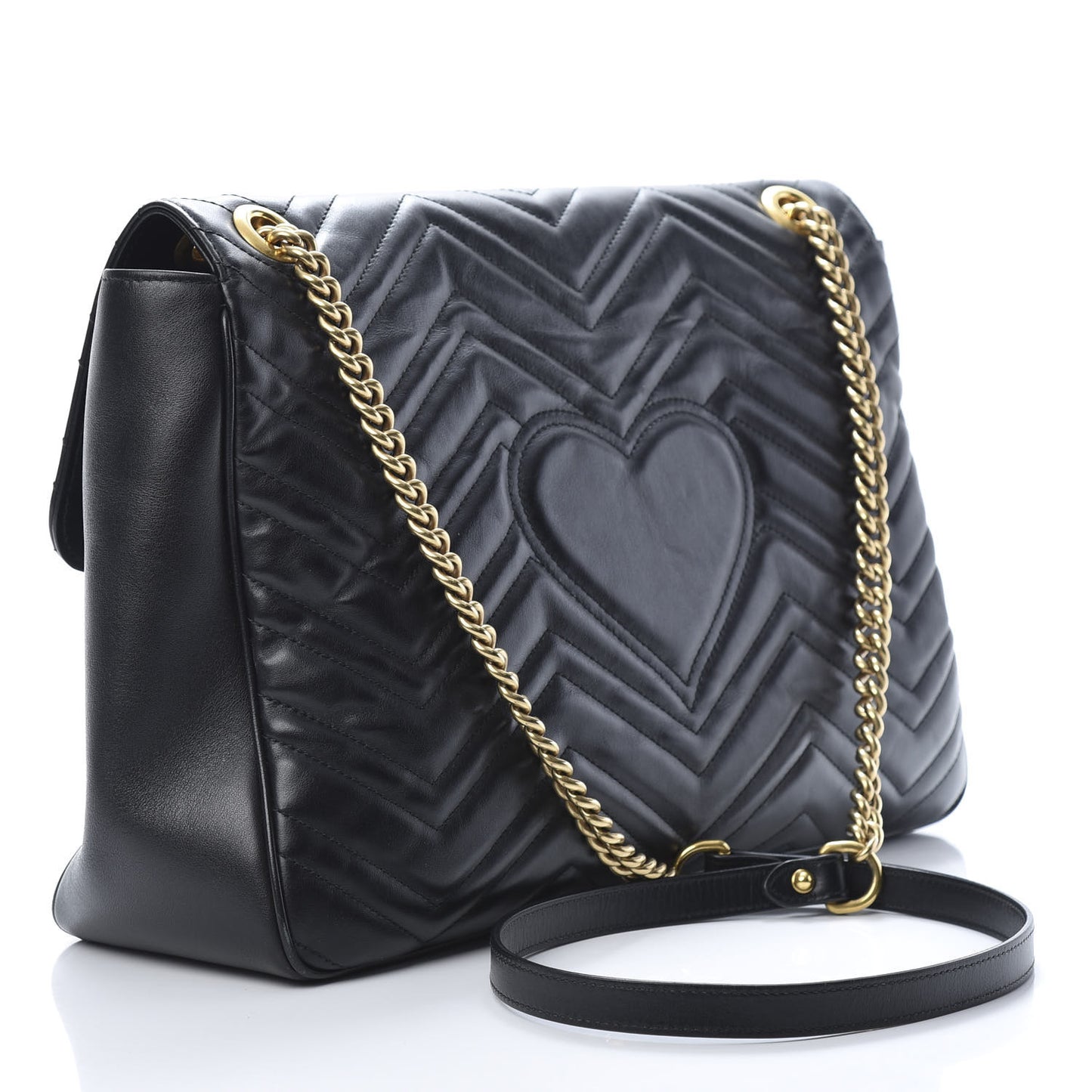 Calfskin Matelasse Large GG Marmont Shoulder Bag Black