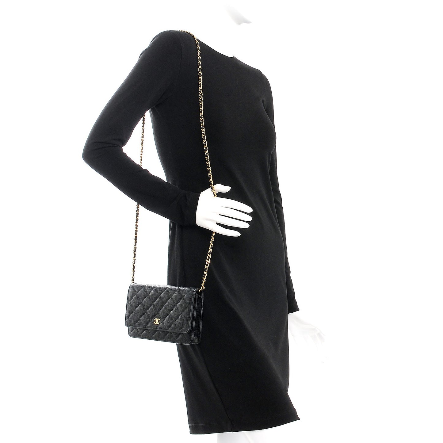 Caviar Quilted Wallet On Chain WOC Black