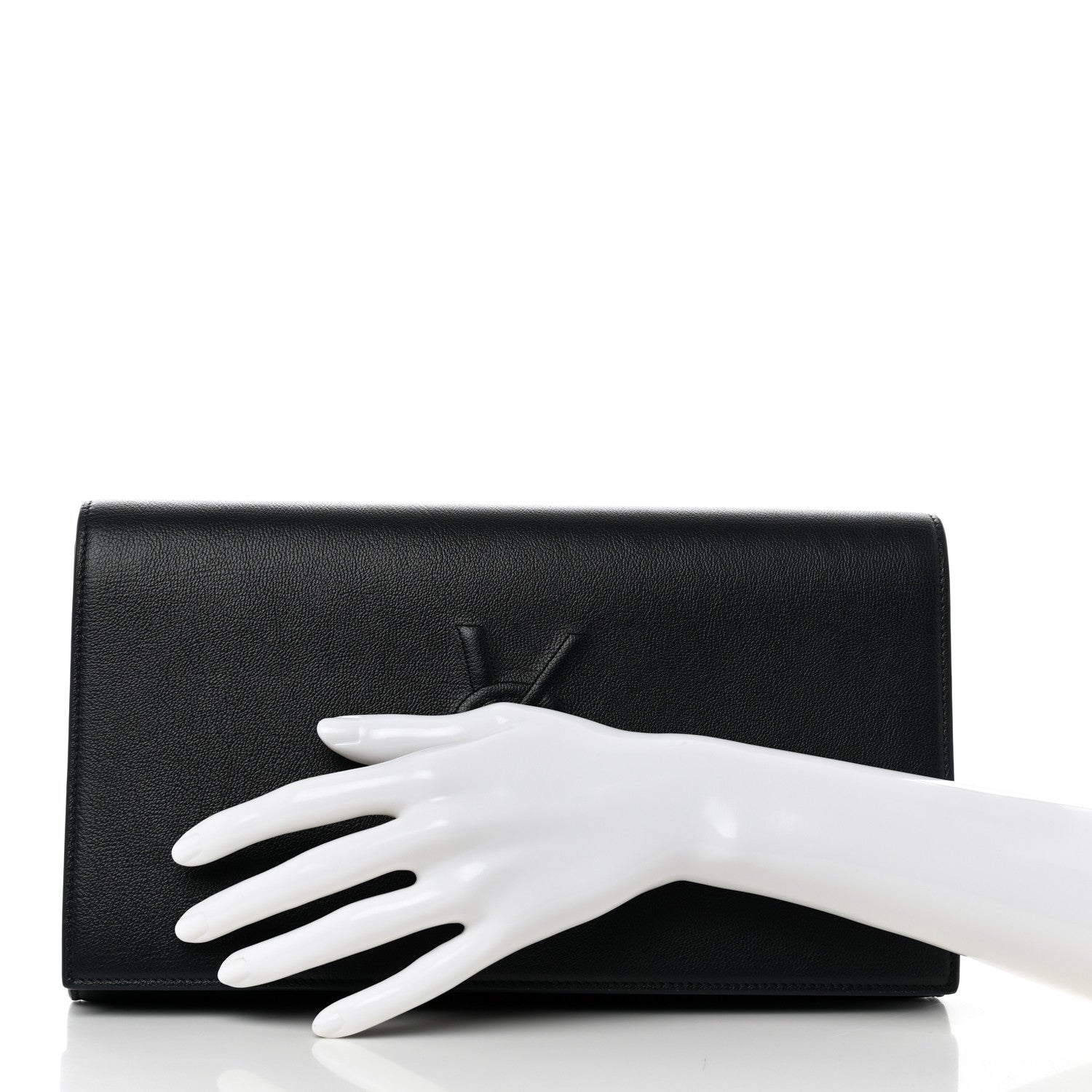 Saint Laurent Calfskin Monogram Large Belle De Jour Clutch Navy 2 of 7