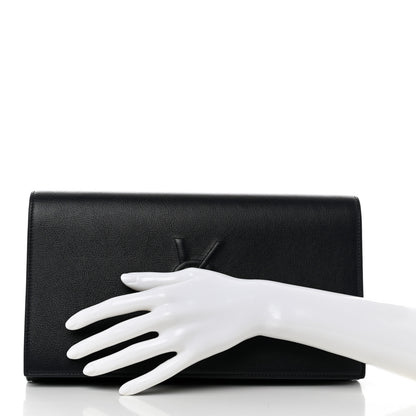 Saint Laurent Calfskin Monogram Large Belle De Jour Clutch Navy 2 of 7