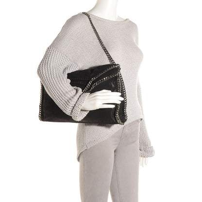 Stella McCartney Faux Leather Shaggy Deer Falabella Fold Over Tote Black 2 of 8