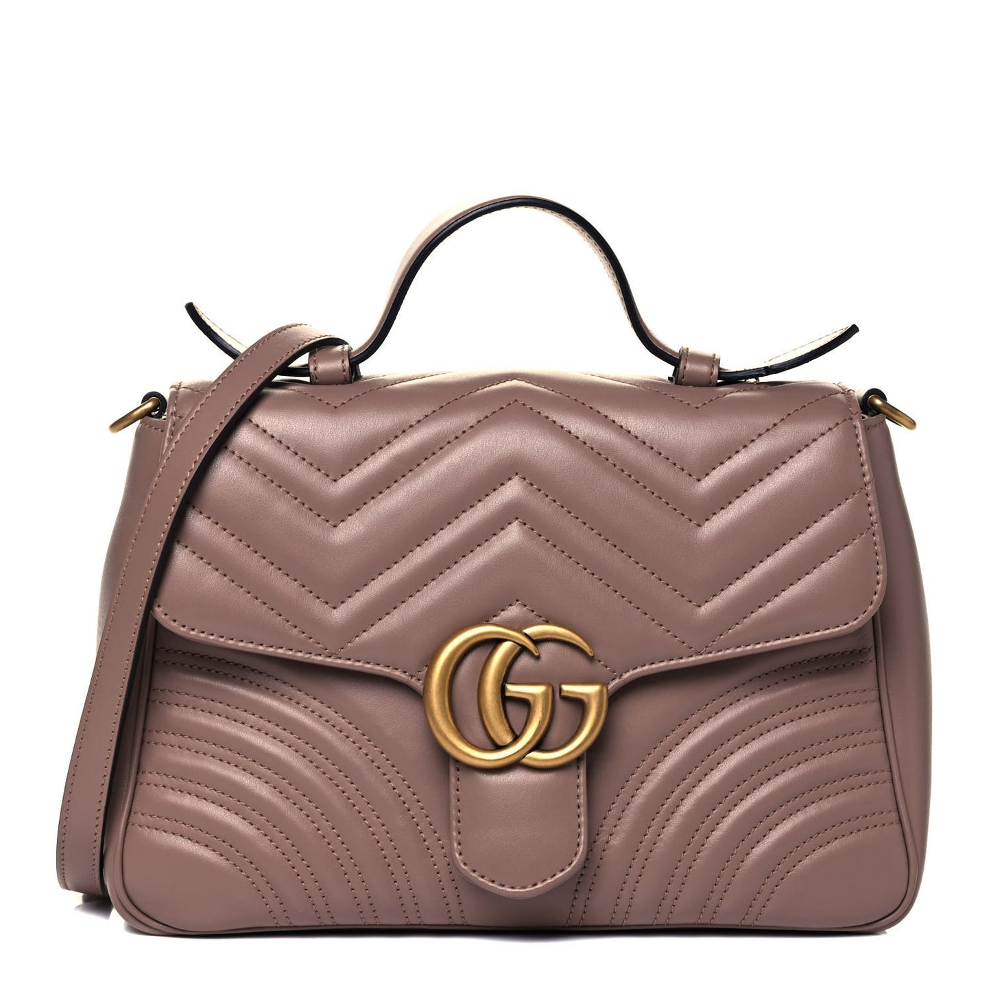 Calfskin Matelasse Small GG Marmont Top Handle Shoulder Bag Porcelain Rose