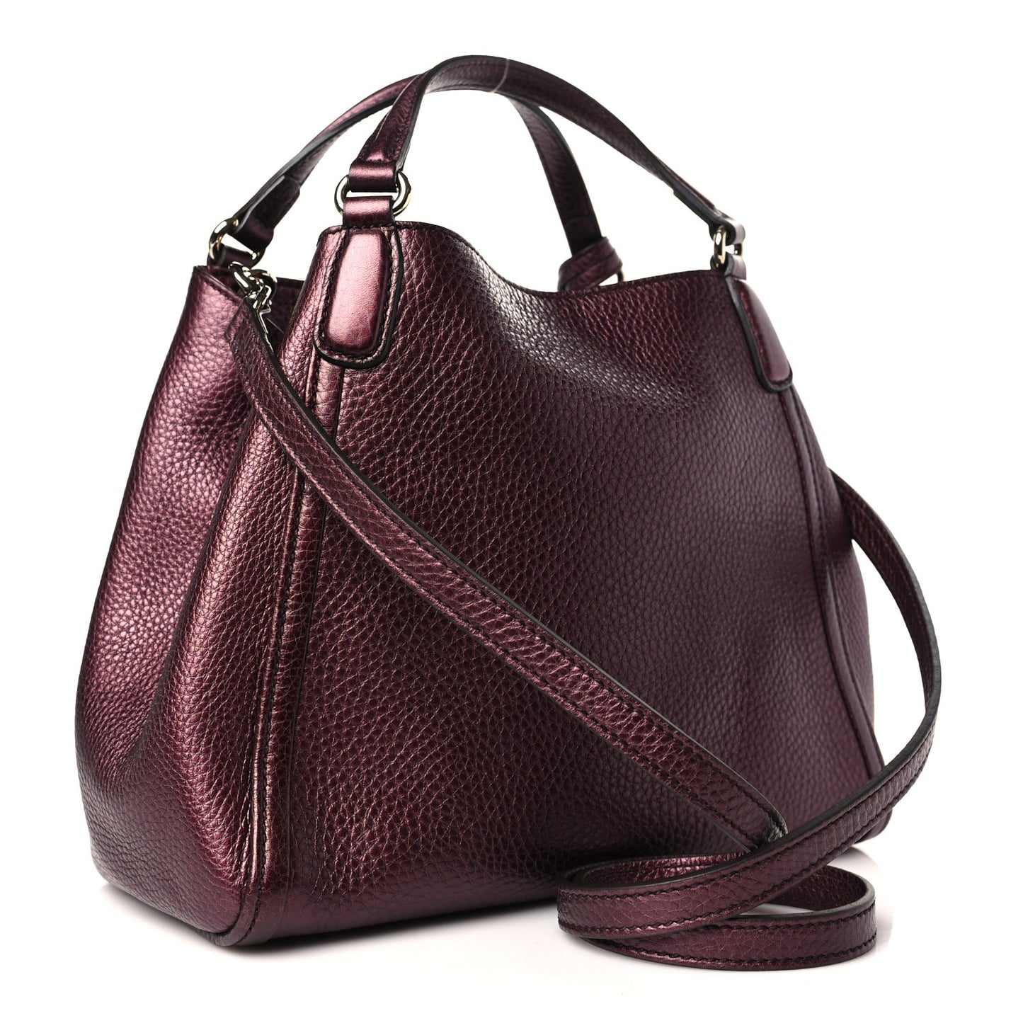 Metallic Cellarius Calfskin Small Soho Shoulder Bag Classic Burgundy