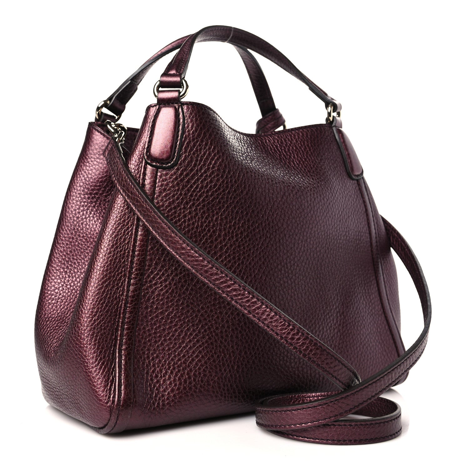 Gucci Metallic Cellarius Calfskin Small Soho Shoulder Bag Classic Burgundy 3 of 9