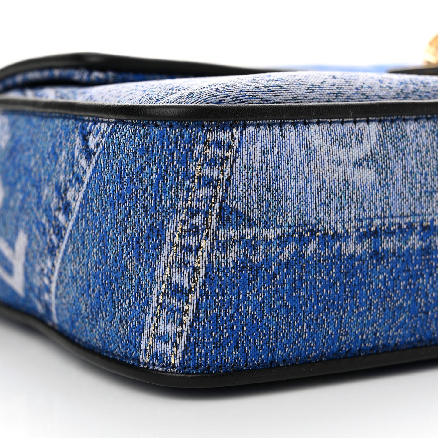 X VERSACE Denim Fendace Patchwork Baguette Blue