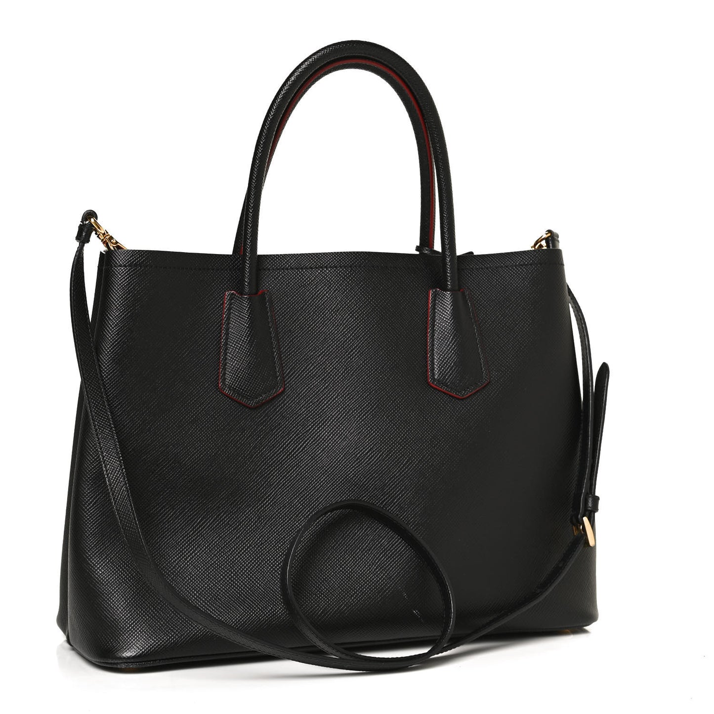Saffiano Cuir Medium Double Bag Black Fuoco