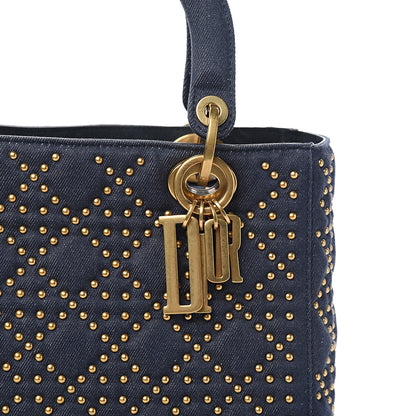 Christian Dior Canvas Cannage Studded Medium Supple Lady Dior Blue 9 of 9