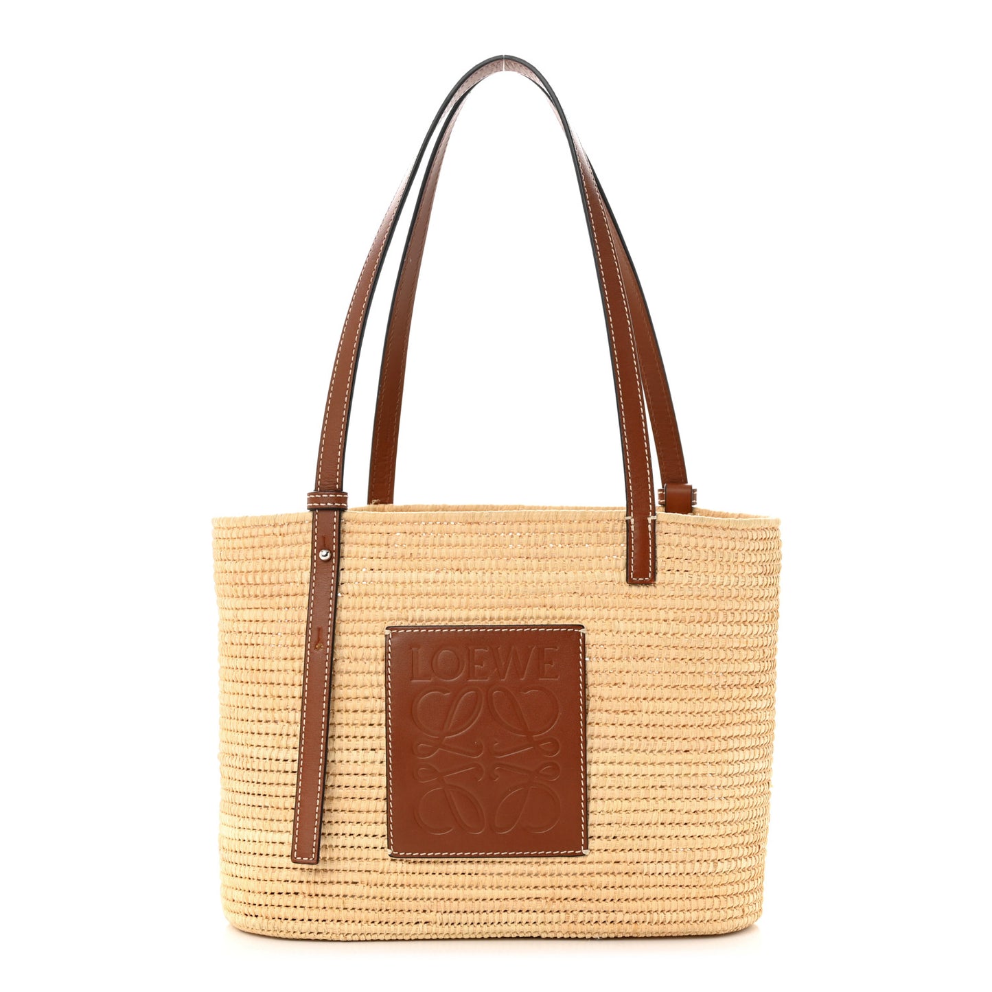 Raffia Small Square Basket Tote Bag Natural Tan