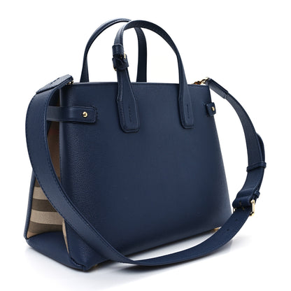 Burberry Derby Calfskin Vintage Check Medium Banner Tote Regency Blue 2 of 10