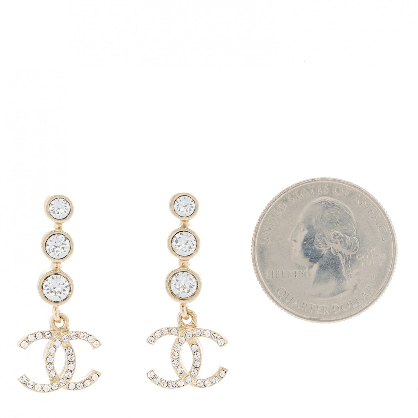 CC Crystal Drop Earrings Gold