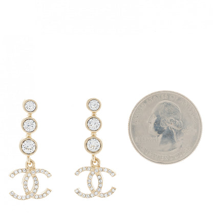 Chanel CC Crystal Drop Earrings Gold 2 of 5