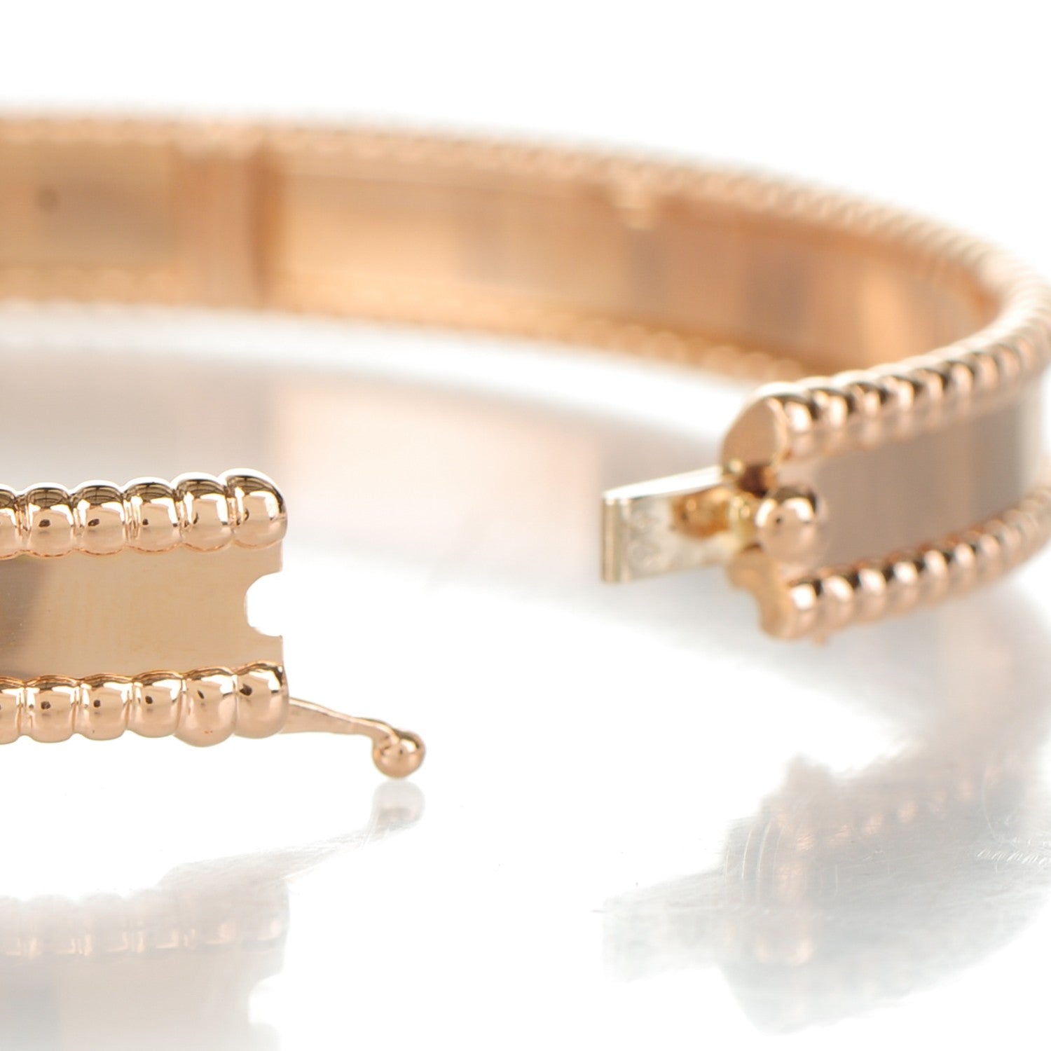 Van Cleef & Arpels 18K Rose Gold Perlee Signature Bangle Bracelet L 5 of 6