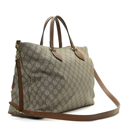 Gucci Soft GG Supreme Monogram Blind For Love Embroidered Medium Crossbody Tote Beige Tuscany Multicolor 3 of 18