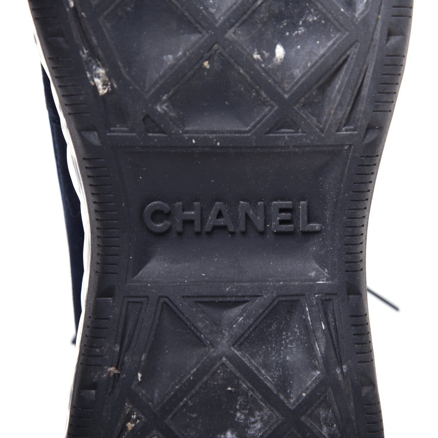 Chanel Suede Calfskin Velvet Grosgrain CC Sneakers 38.5 Navy Blue Black 7 of 9
