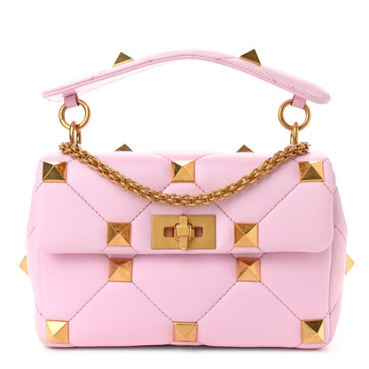 Valentino Garavani Nappa Medium Roman Stud Shoulder Bag Pink Borealis 1 of 10