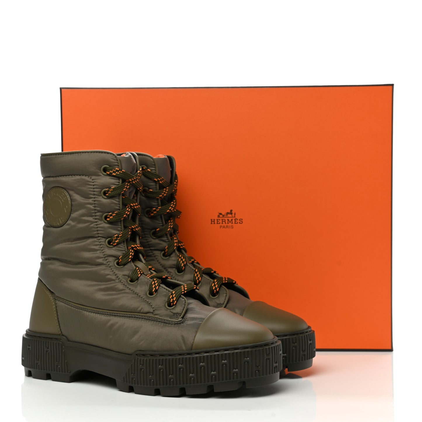 Calfskin Parachute Fresh Ankle Boots 38 Khaki