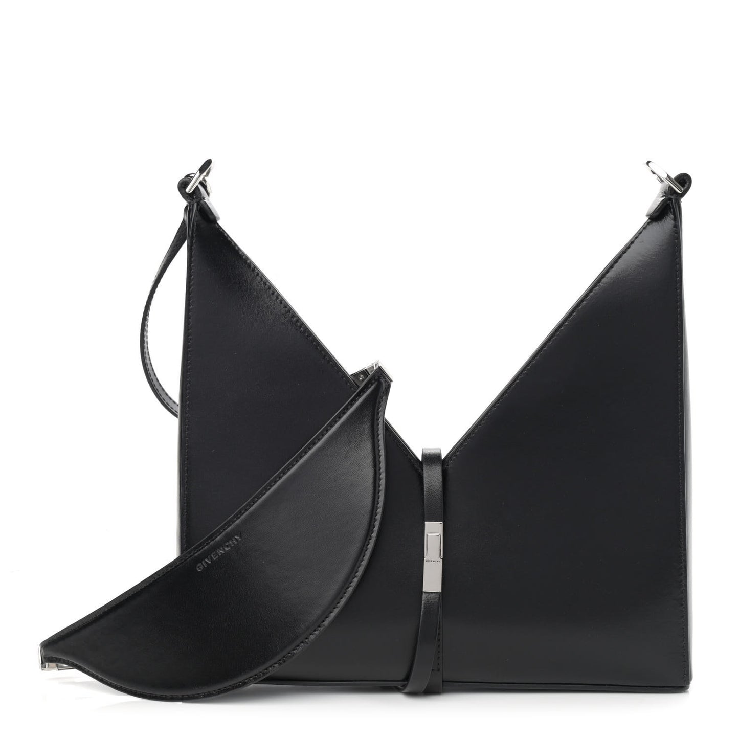 Box Calfskin Small Cut Out Shoulder Bag Black