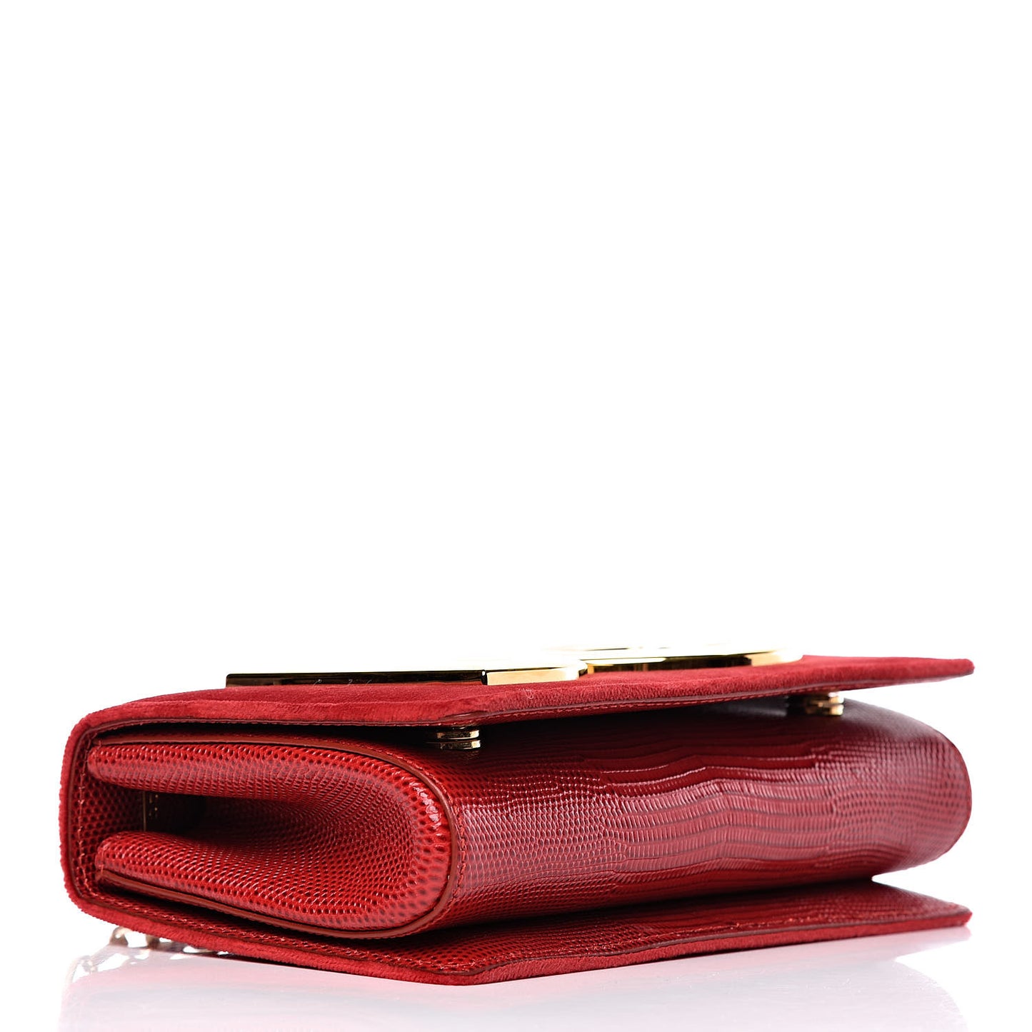 Velvet Lizard Calfskin Embossed DG Shoulder Bag Red