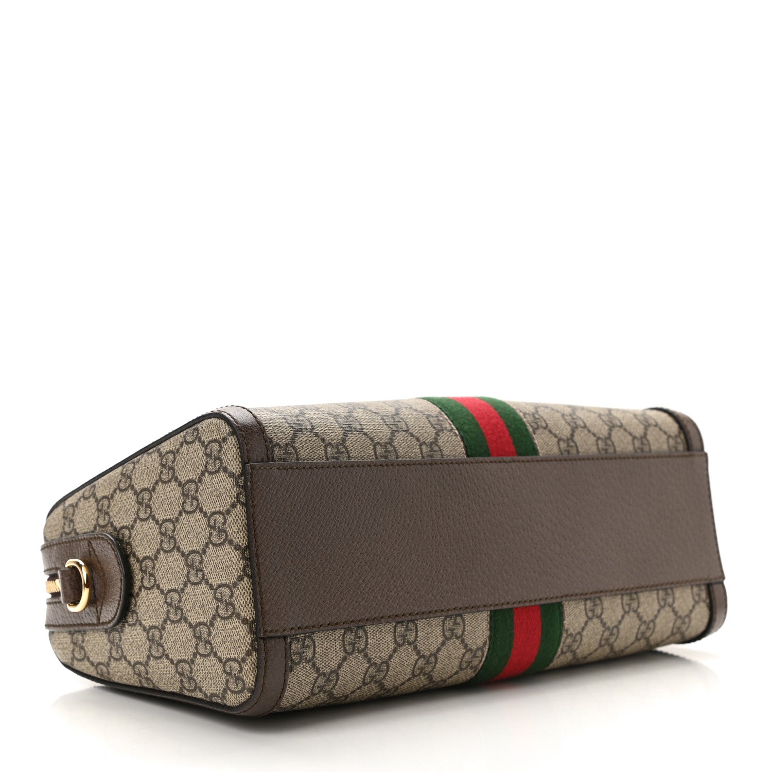 Gucci GG Supreme Monogram Textured Dollar Calfskin Web Medium Ophidia Boston Beige Ebony New Acero 4 of 11