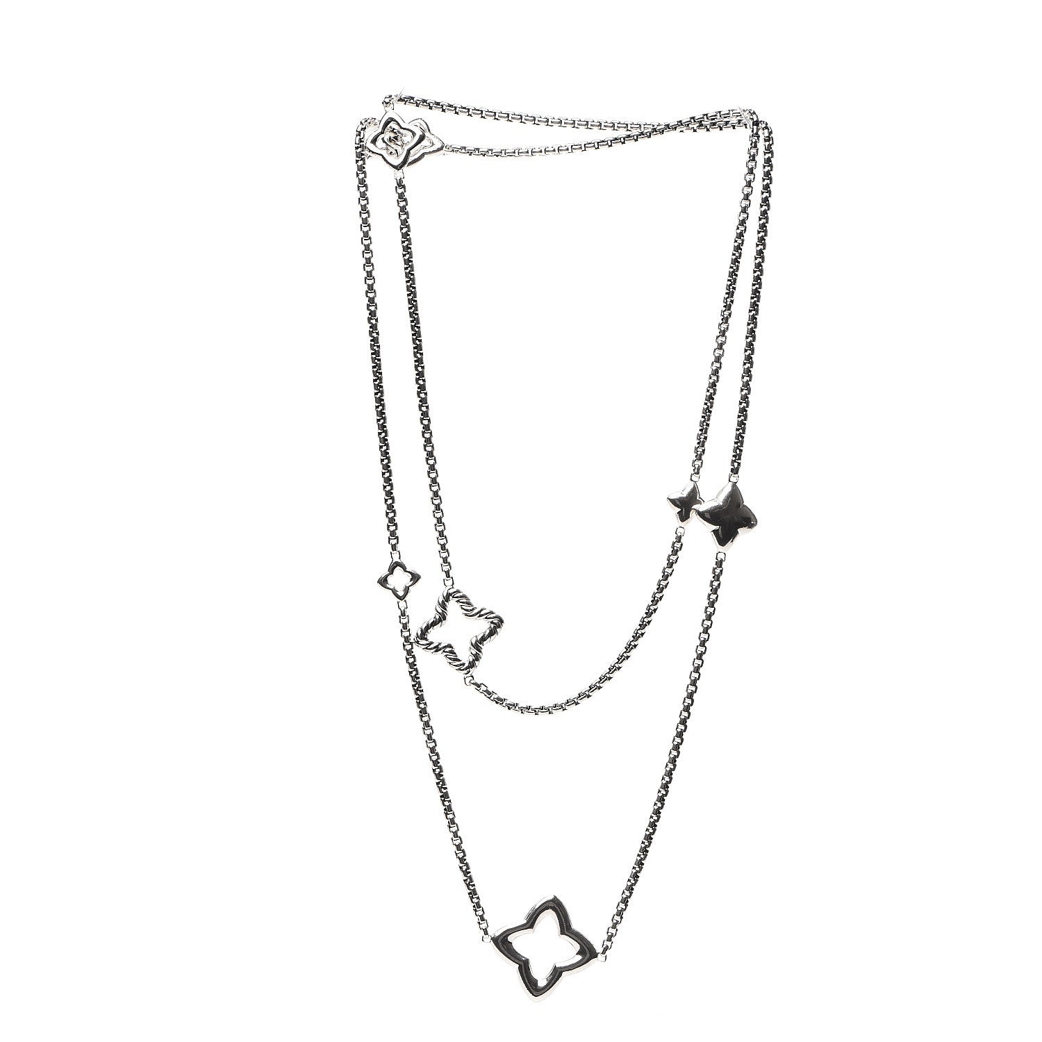 David Yurman Sterling Silver 25mm Quatrefoil Chain Necklace 2 of 4