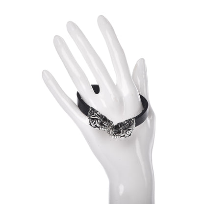 Gucci Sterling Silver Calfskin Tiger Head Bracelet 2 of 5