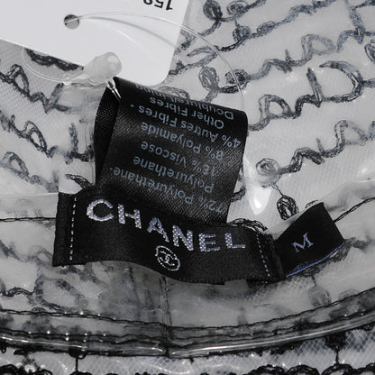 Chanel Polyurethane Logo Bucket Rain Hat M White Black 8 of 16